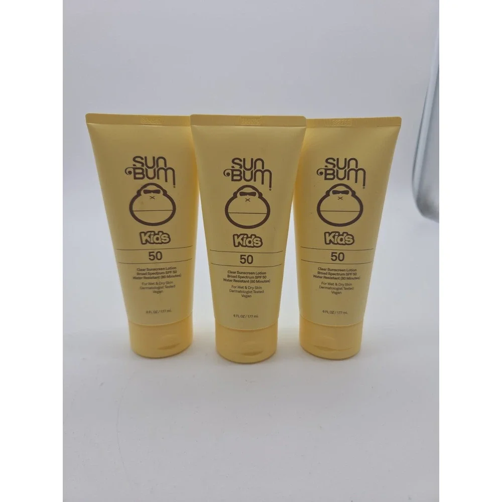 Lot of 3 Sun Bum Kids Clear Sunscreen Lotion SPF 50 6oz Exp: 01/2025 New Sealed